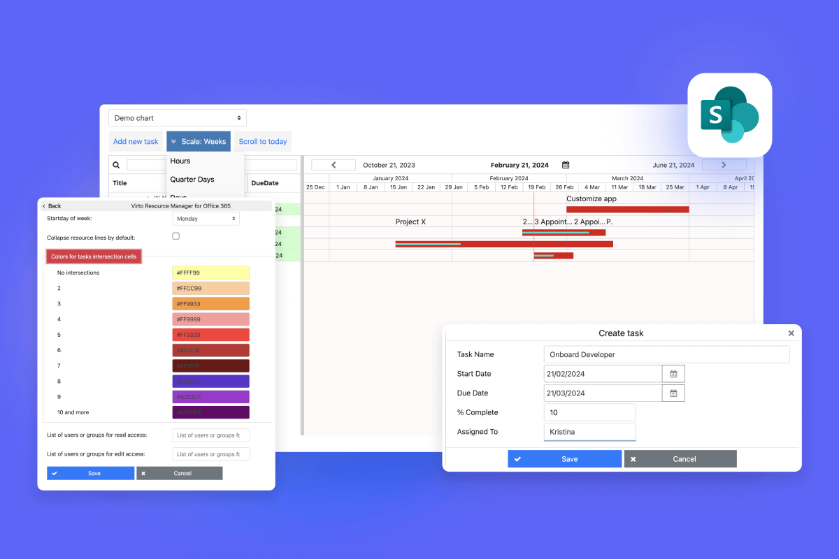 Virto Resource Management App für SharePoint Online & M365