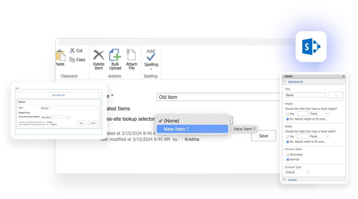 Virto Cascade Lookup Webpart interface