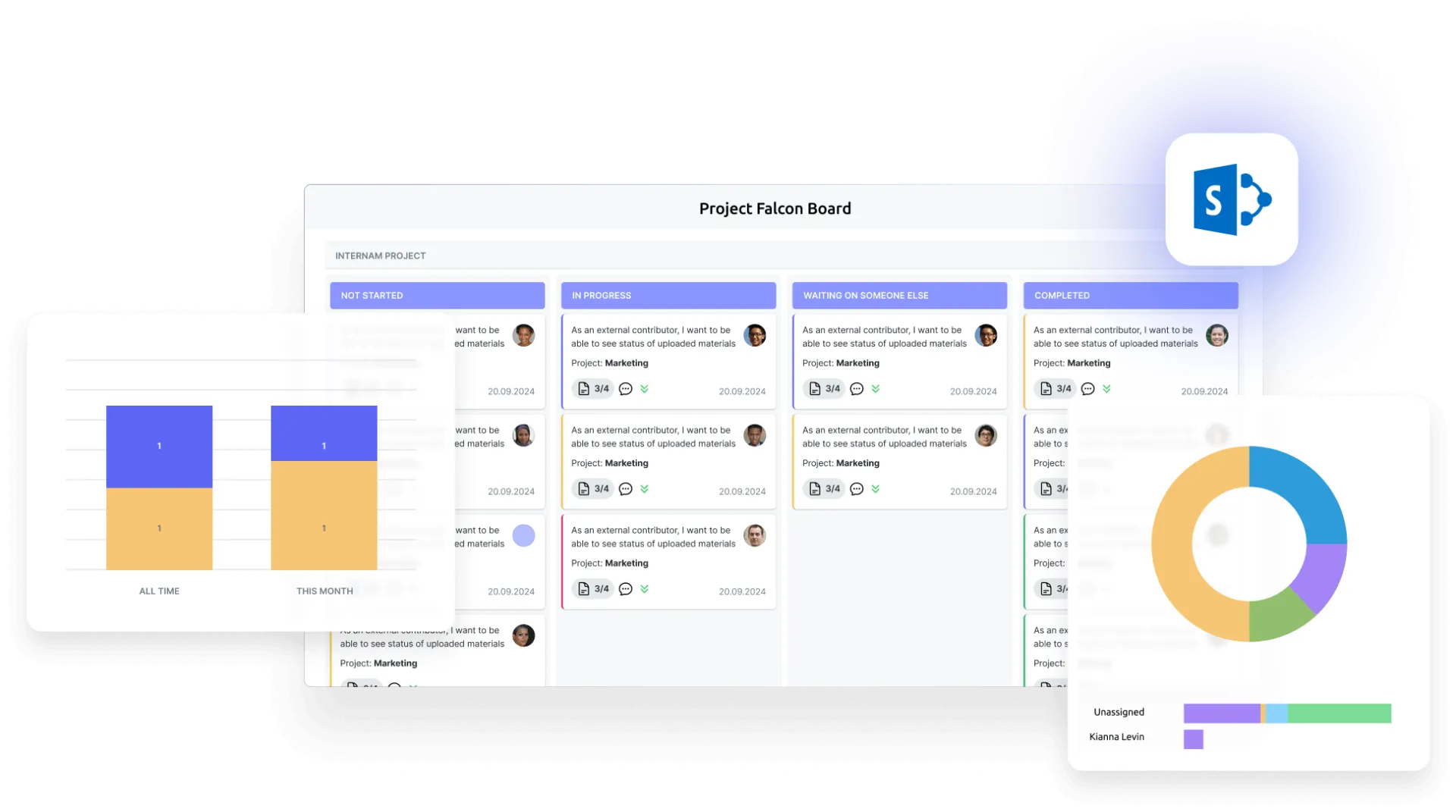 Virto Kanban Board Webpart interface