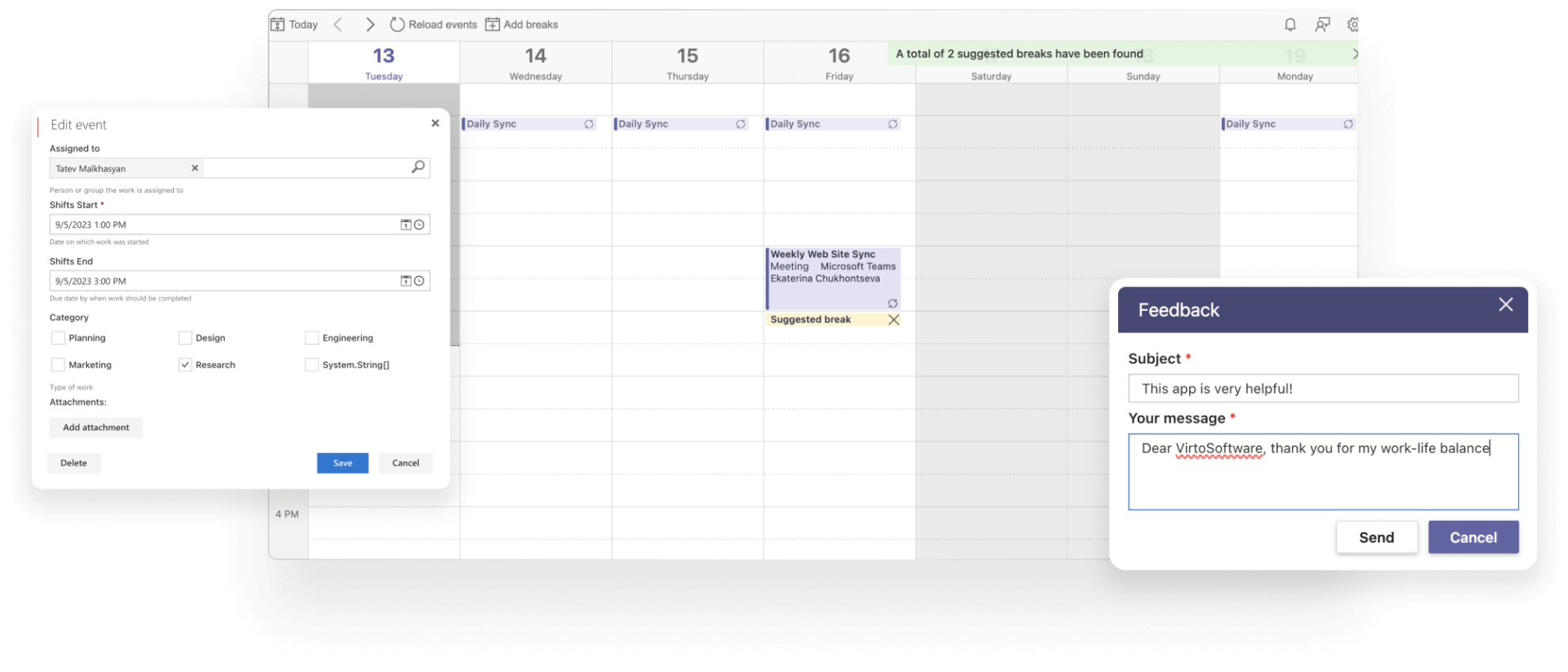Virto Time Blocker App interface