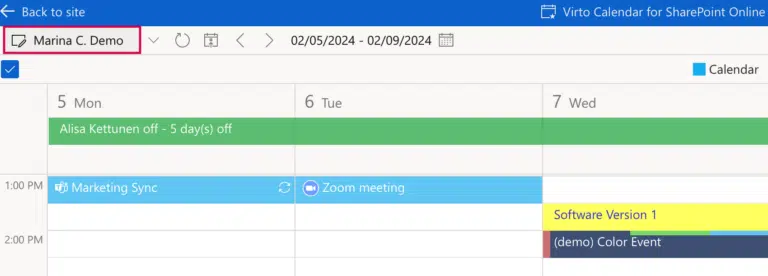 Click calendar