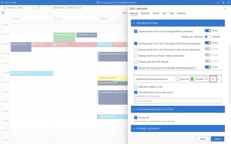 Exchange calendar categories