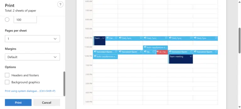 Virto Calendar print view