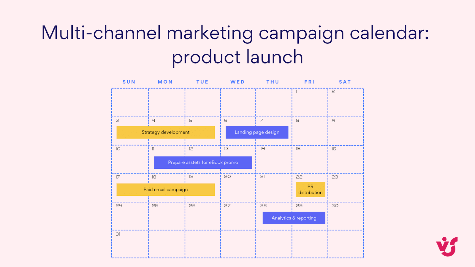 Multi-channel marketing project calendar.
