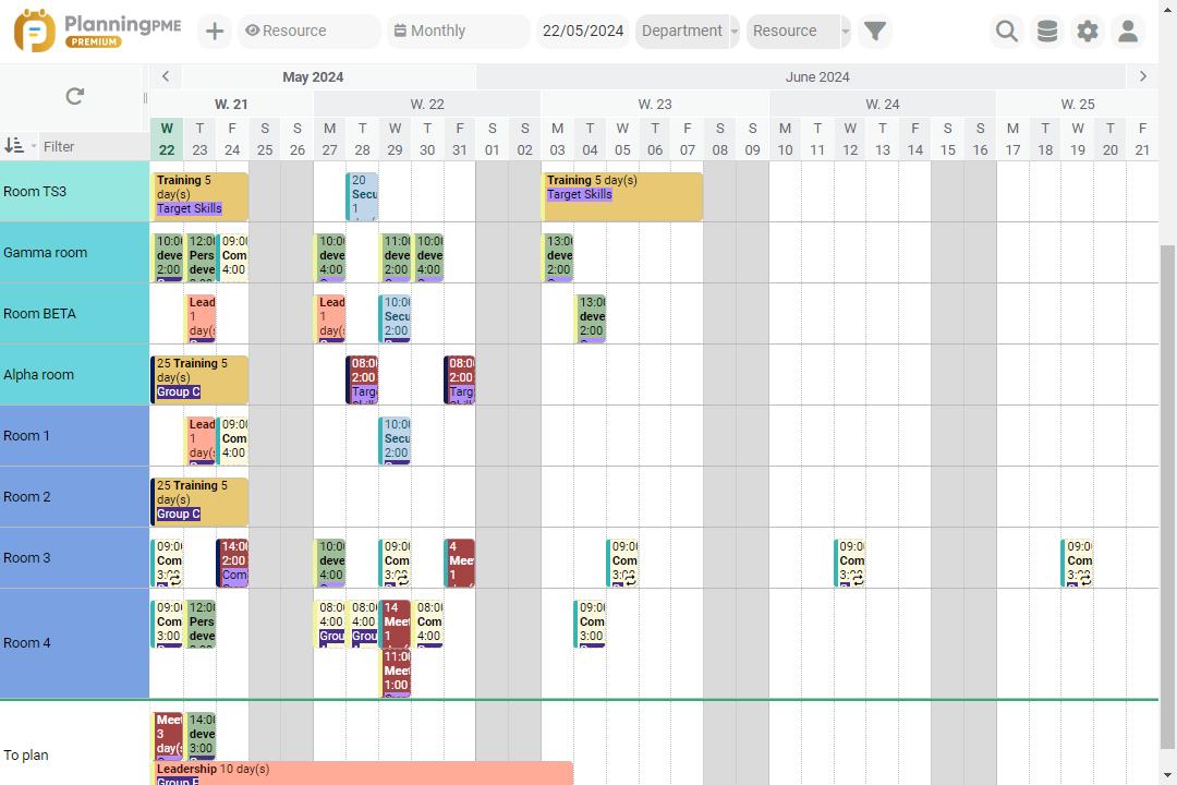 PlanningPME monatlicher Veranstaltungsplan