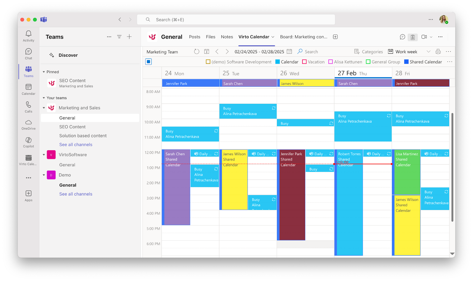 Virto Calendar App in Teams