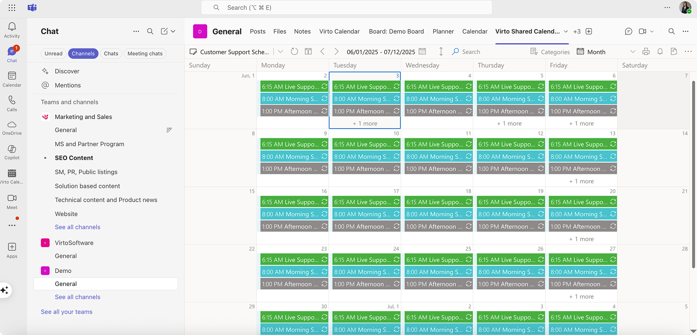 Sample Virto Shared Calendar