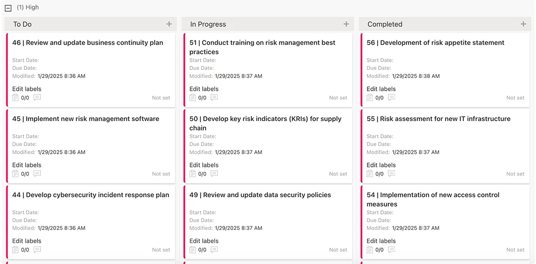 Beispiel Virto Kanban Board App in M365