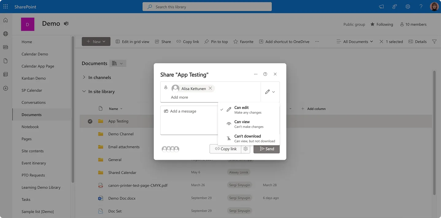 Einstellen der Zugriffsberechtigung für eine Datei/einen Ordner in SharePoint