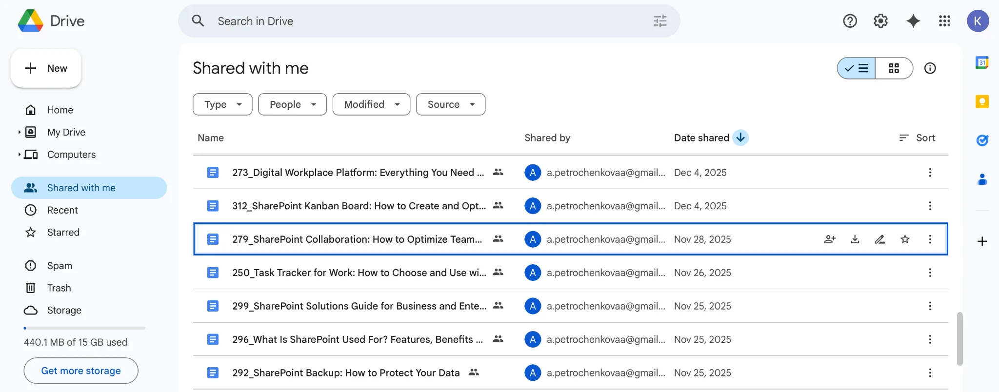 Google Drive shared drive interface