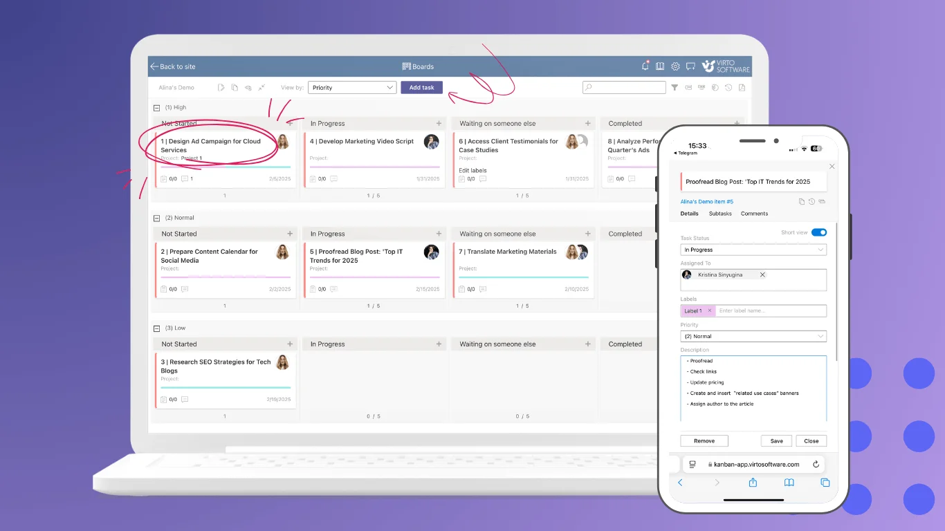 Virto Kanban Board visual task tracking in SharePoint