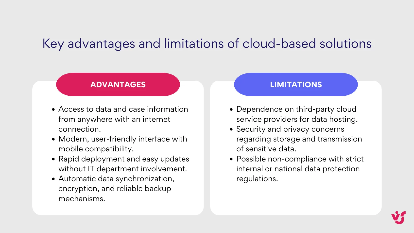 Key advantages and limitations of cloud-based solutions