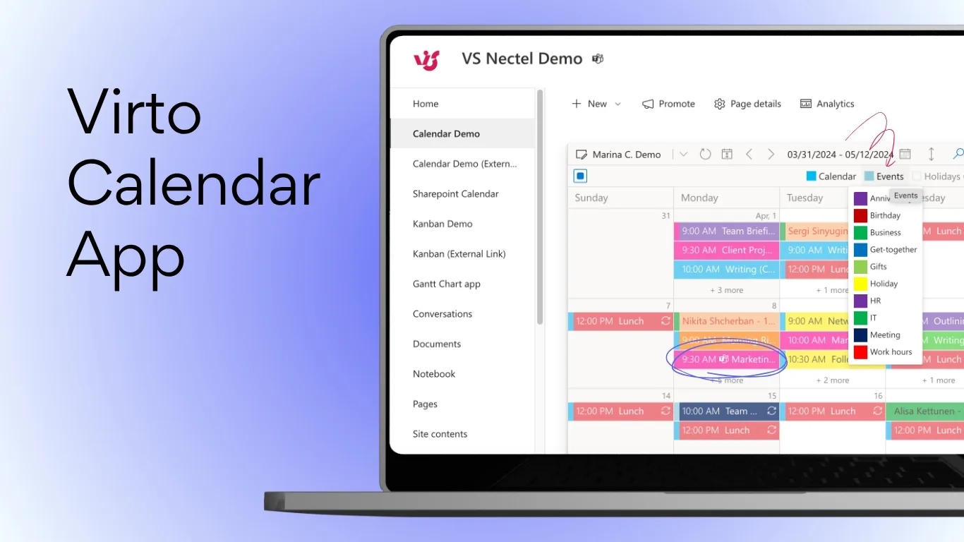 Virto Calendar App für M365