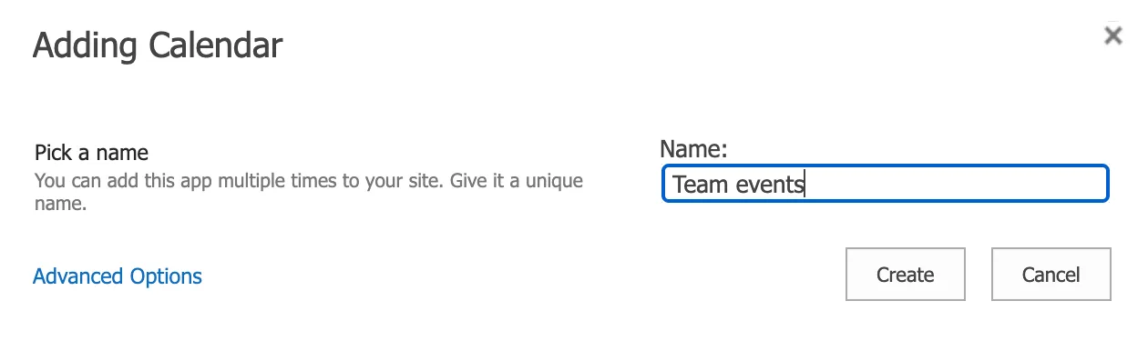Creating a calendar in SharePoint On-Prem