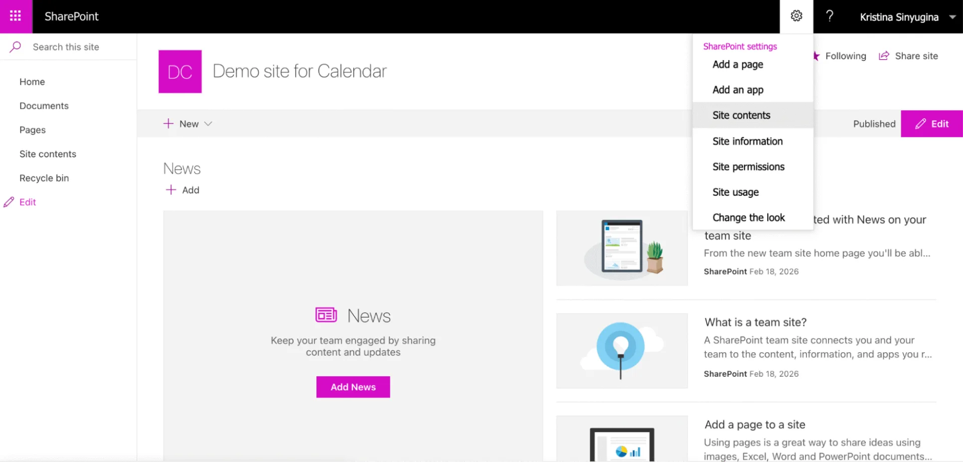 Site contents in Sharepoint On-Premise
