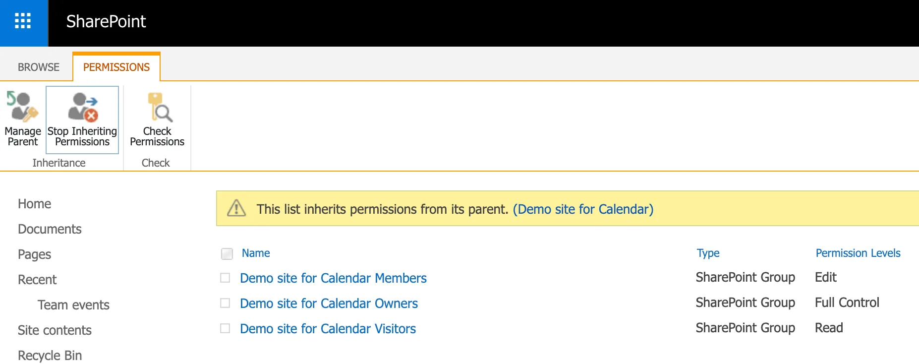Stop inheriting permissions