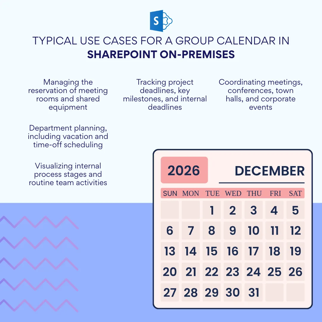 Typical use cases for a group calendar in SharePoint On-Premises