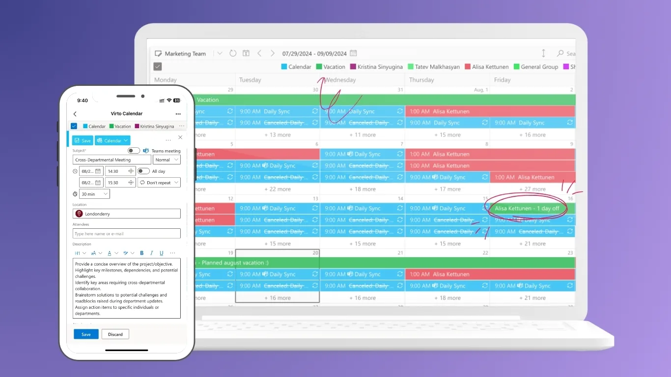 Virto Calendar App für M365 und Teams