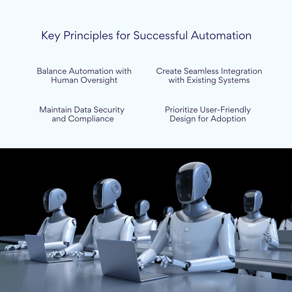 Insurance automation key principles diagram