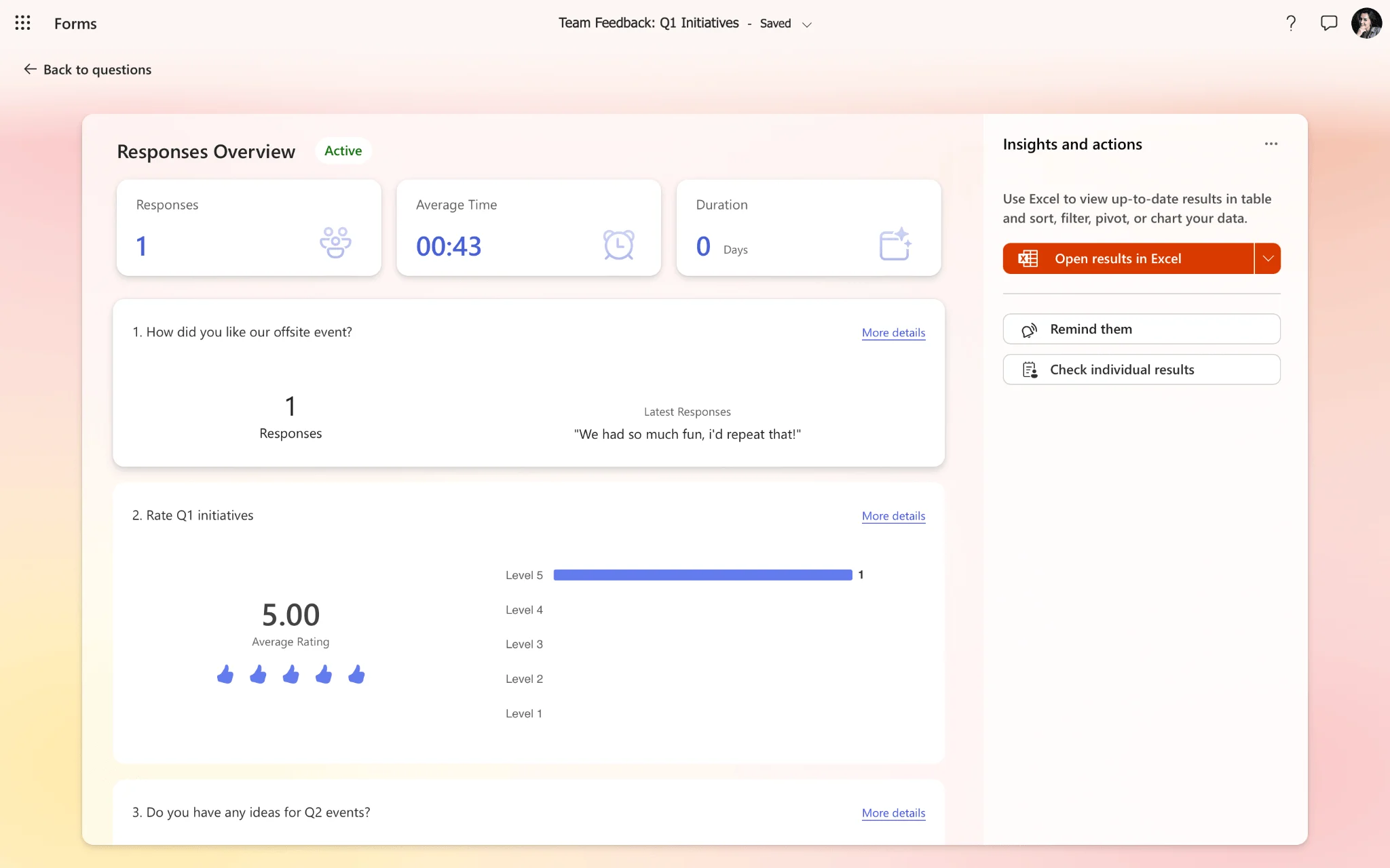 Microsoft Forms charts and visualizations