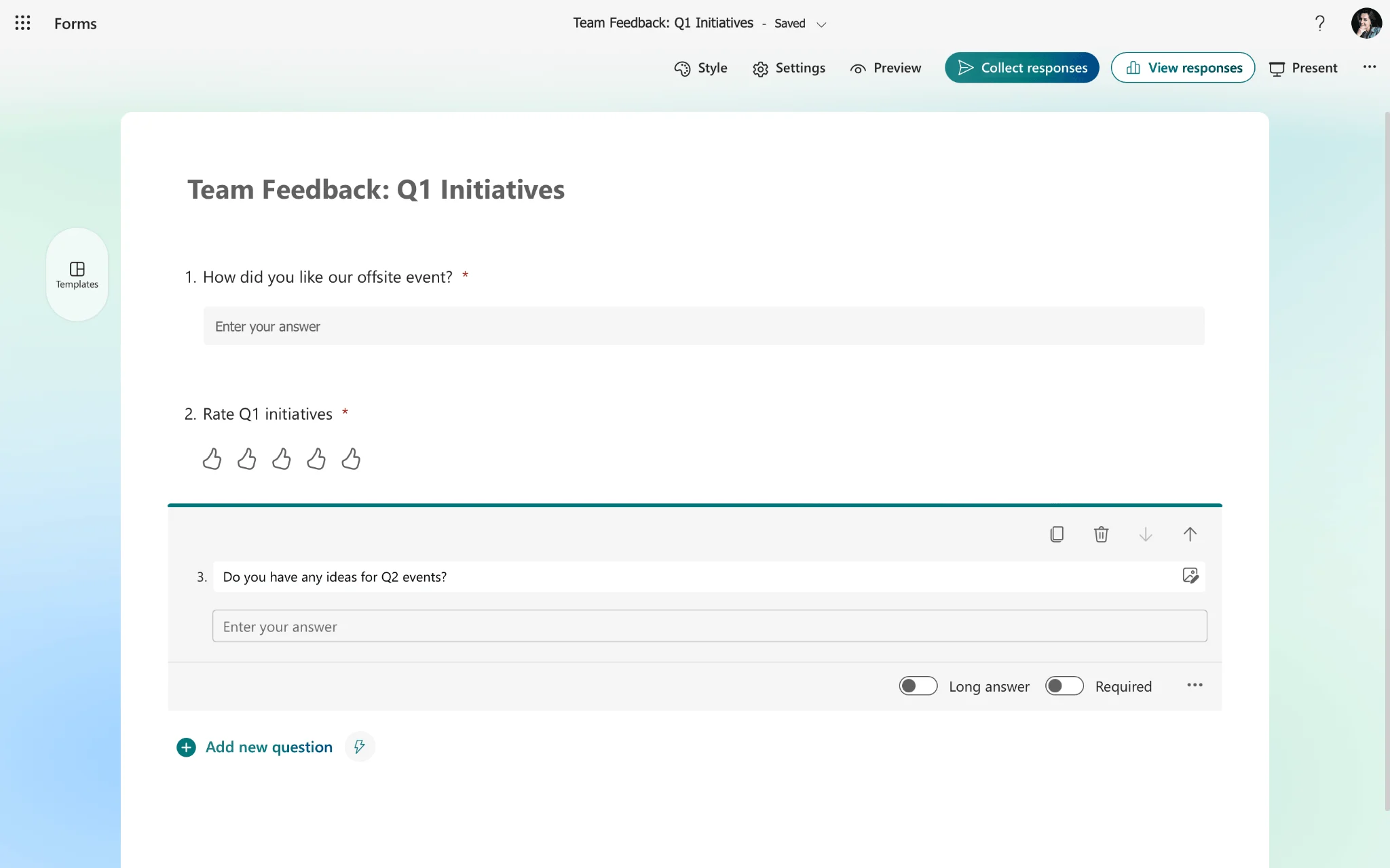 Microsoft Forms question types options