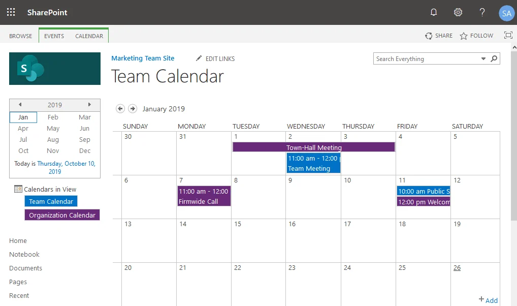 SharePoint classic calendar overlay view