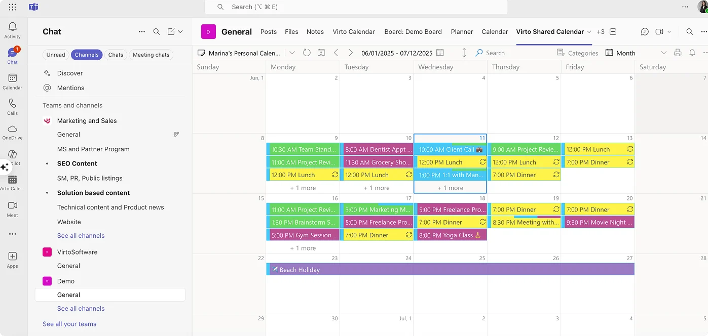 Virto Shared Calendar for Microsoft Teams