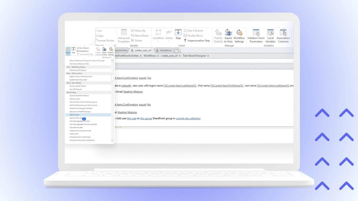 Virto Workflow Automation SharePoint Online interface