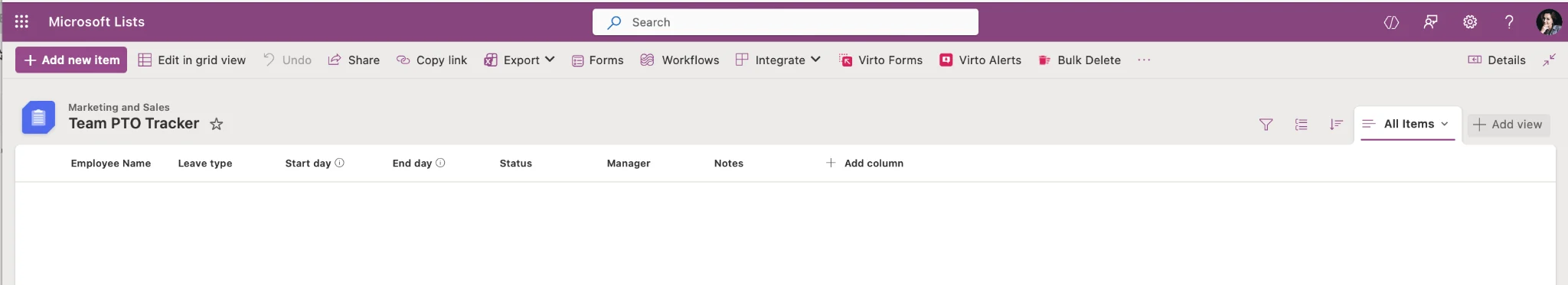 SharePoint list view selector add view option