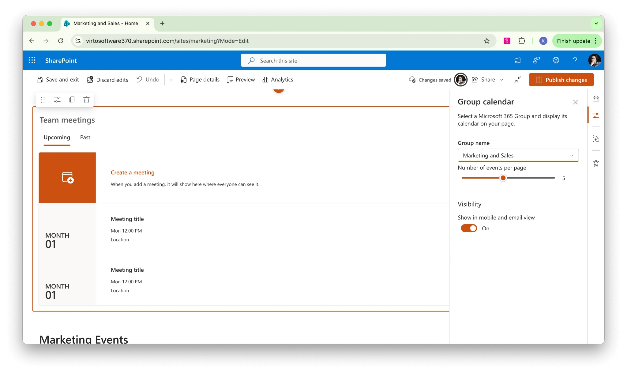 SharePoint Group Calendar web part agenda view