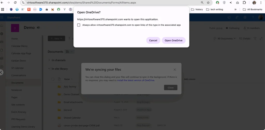 OneDrive launch confirmation dialog
