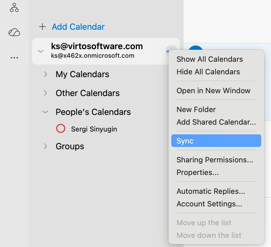 Syncing shared calendar in Outlook for Mac