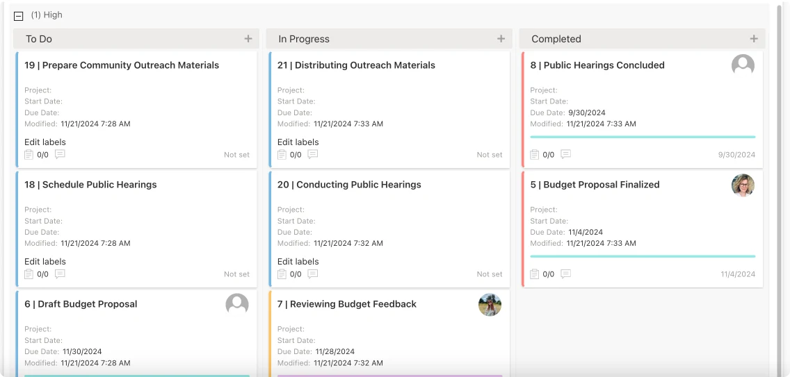 Pic. 9. A sample Virto Kanban Board.