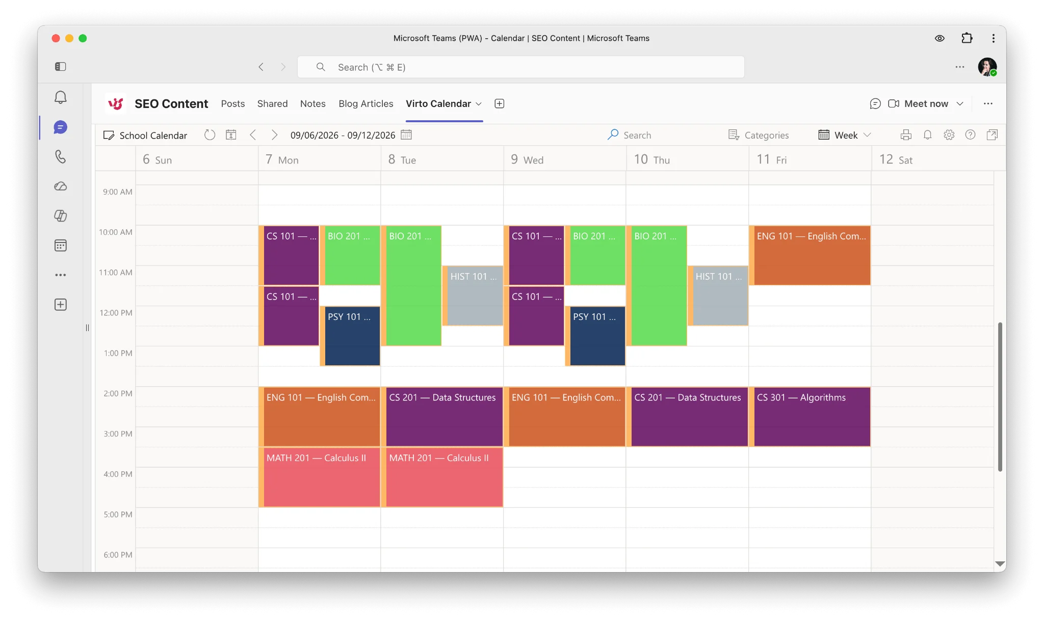Viewing Virto Calendar within Microsoft Teams