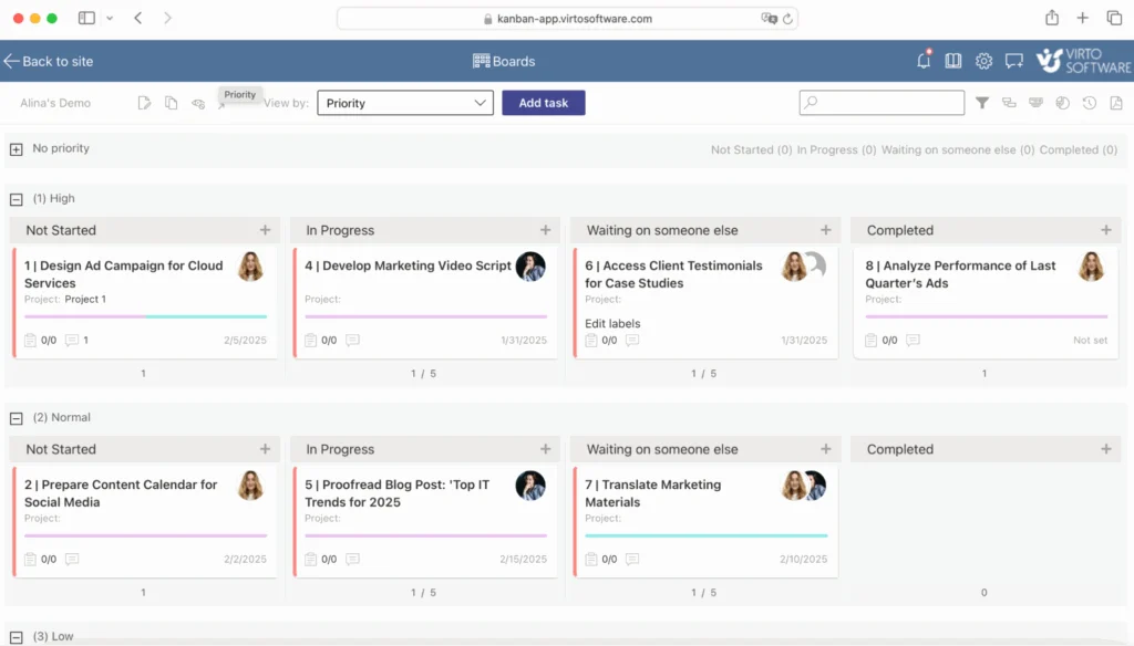 Virto Kanban Board App overview