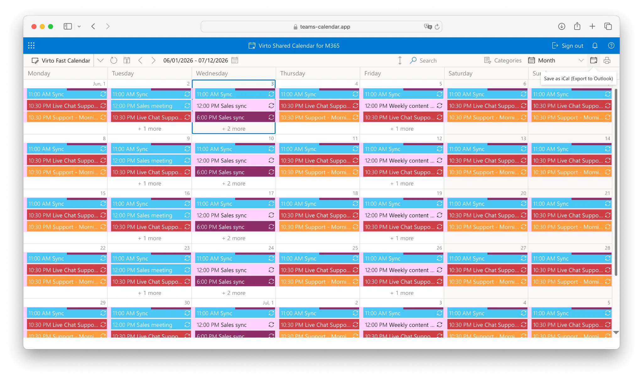 Virto Shared Calendar anonymous attendee view
