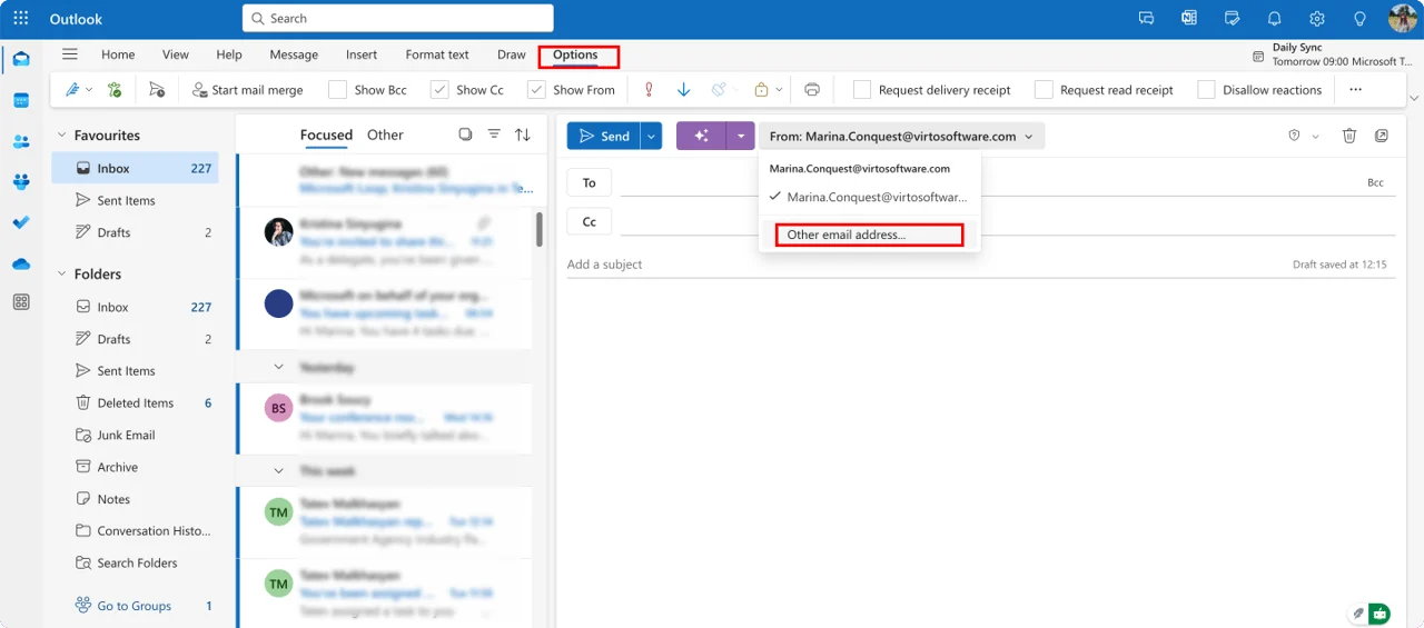 Sending an email as a delegate on someone else’s behalf