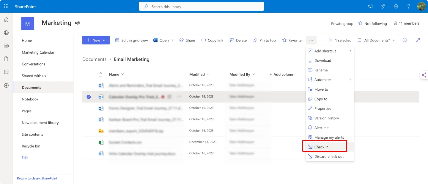 Checking in multiple files in SharePoint