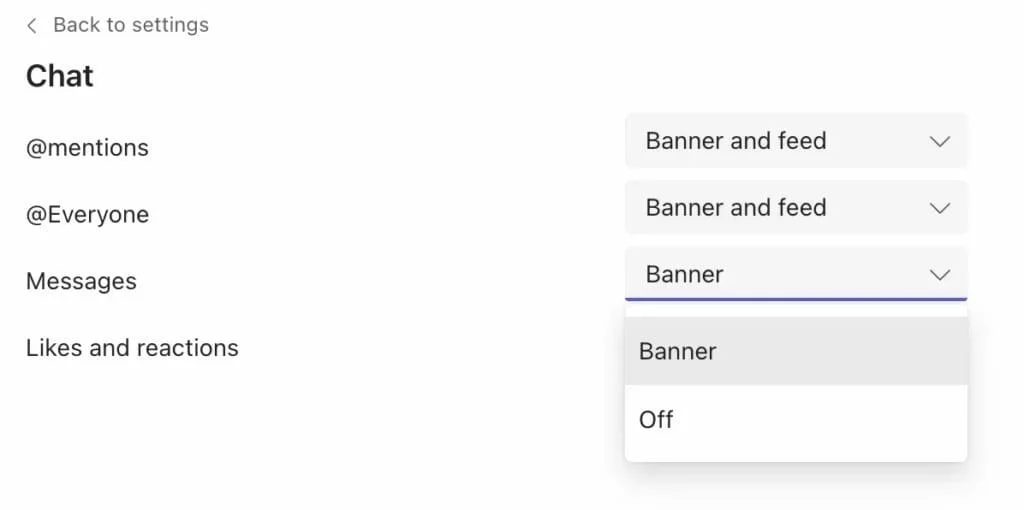 Chat alerts in Microsoft Teams
