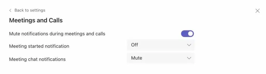 Meetings preferences in Teams
