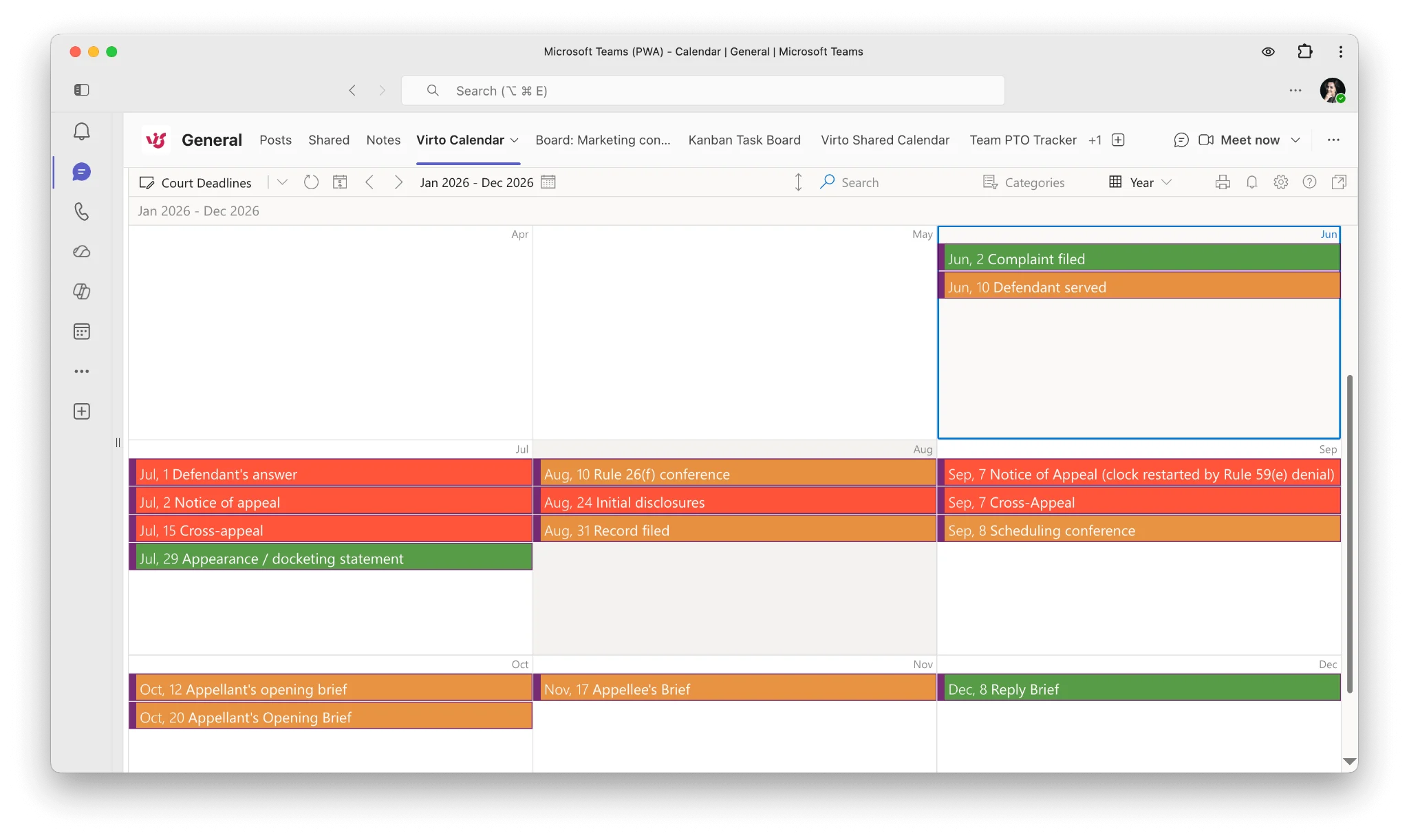 Virto Calendar App overlay view