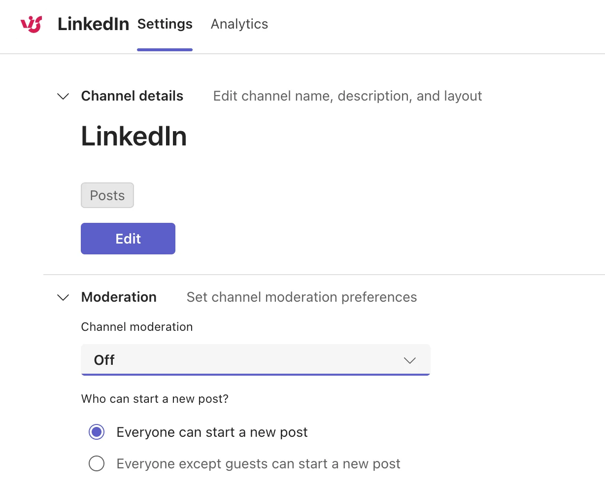 Channel settings permissions and moderation