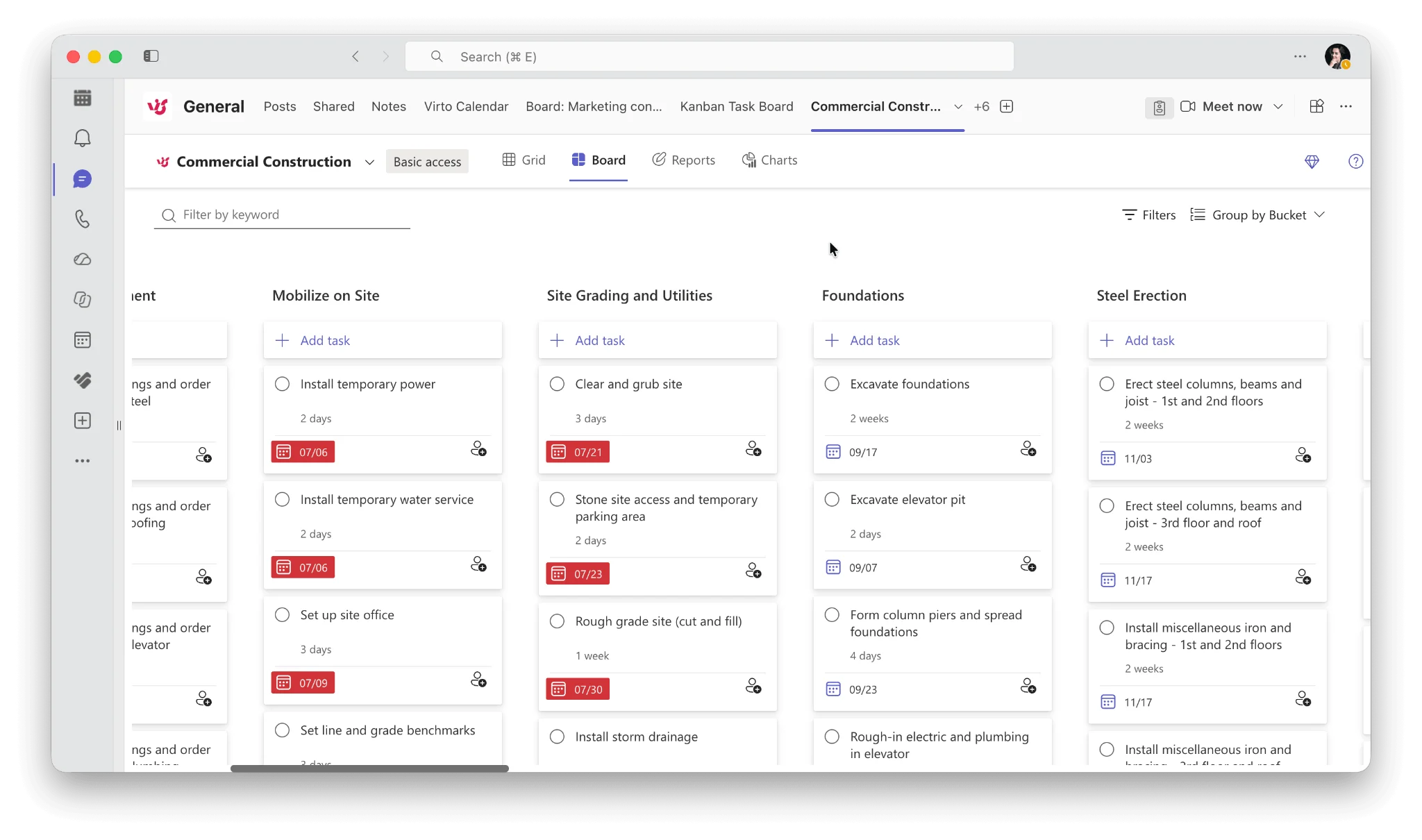 Microsoft Planner board view inside Microsoft Teams