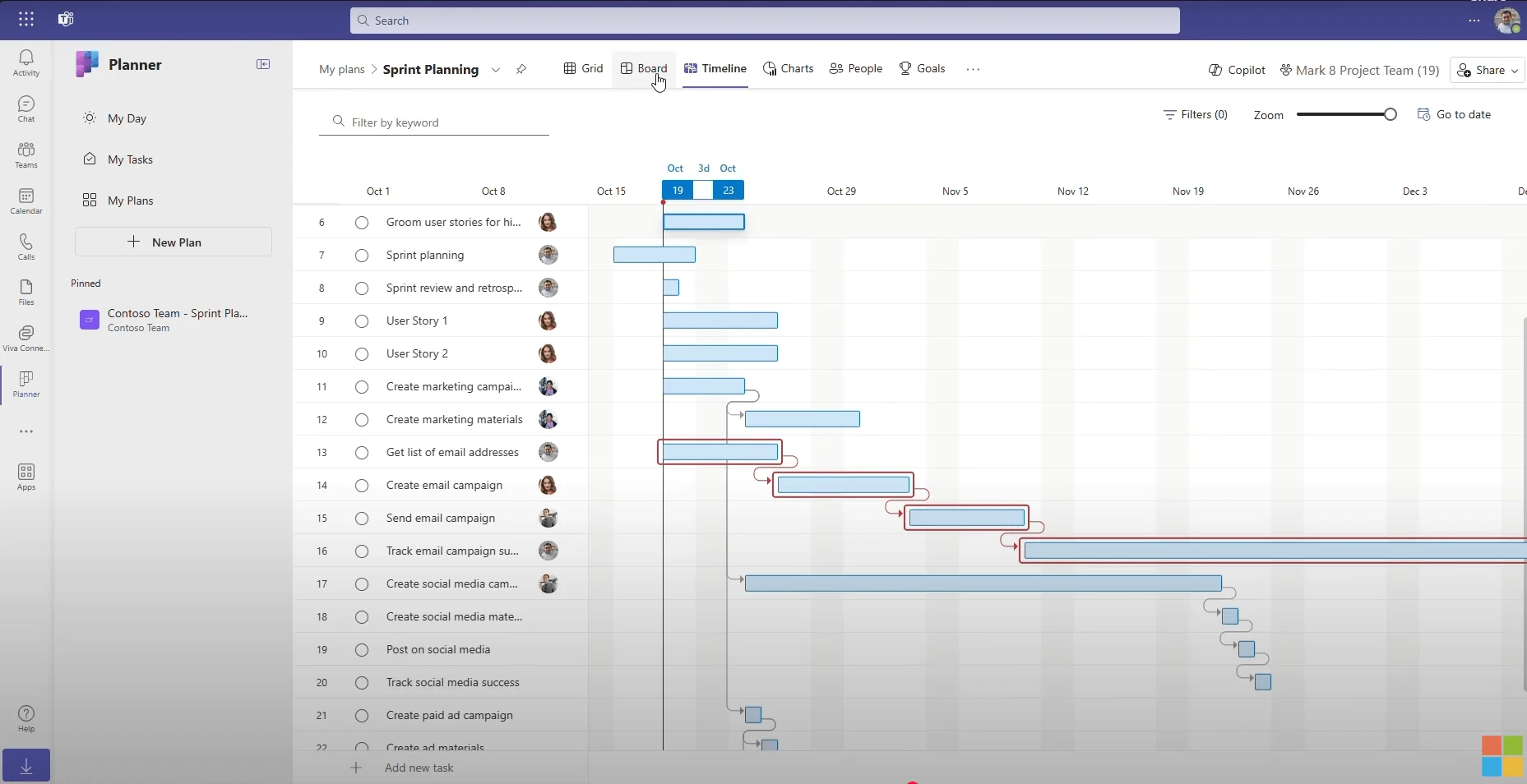 Microsoft Planner Timeline view