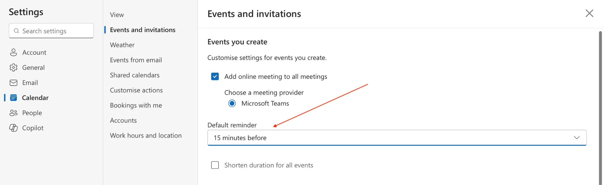 Navigating to reminders in OWA