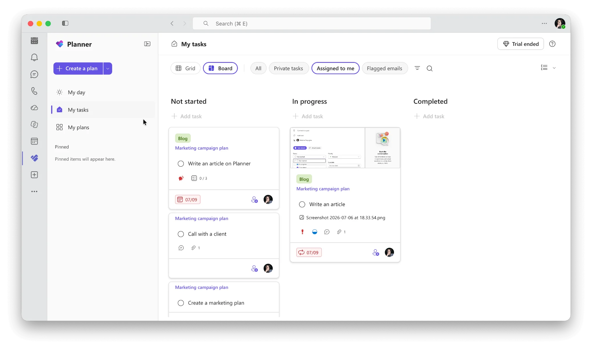 The Planner app in Microsoft Teams