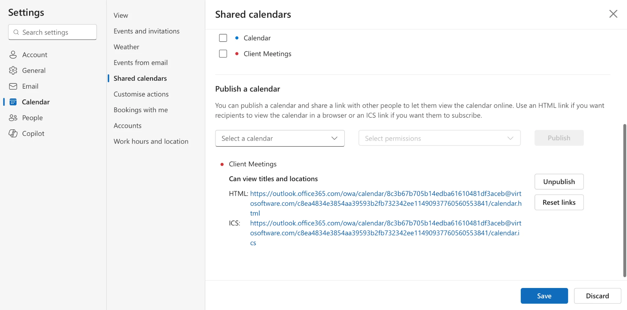 Publishing your calendar in OWA