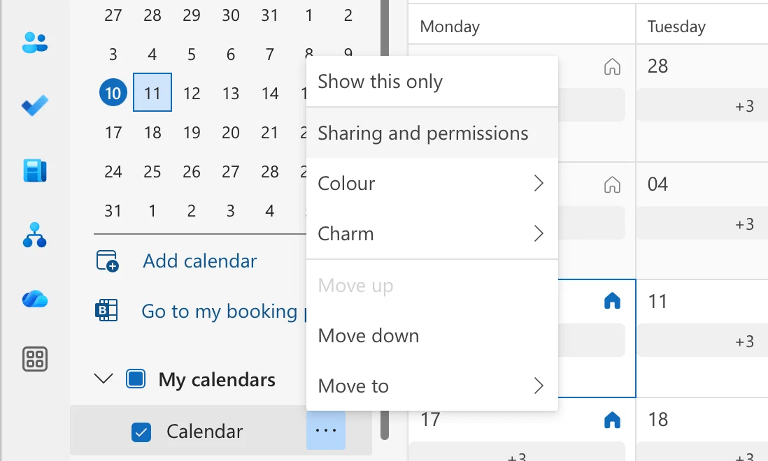 Sharing your calendar in OWA