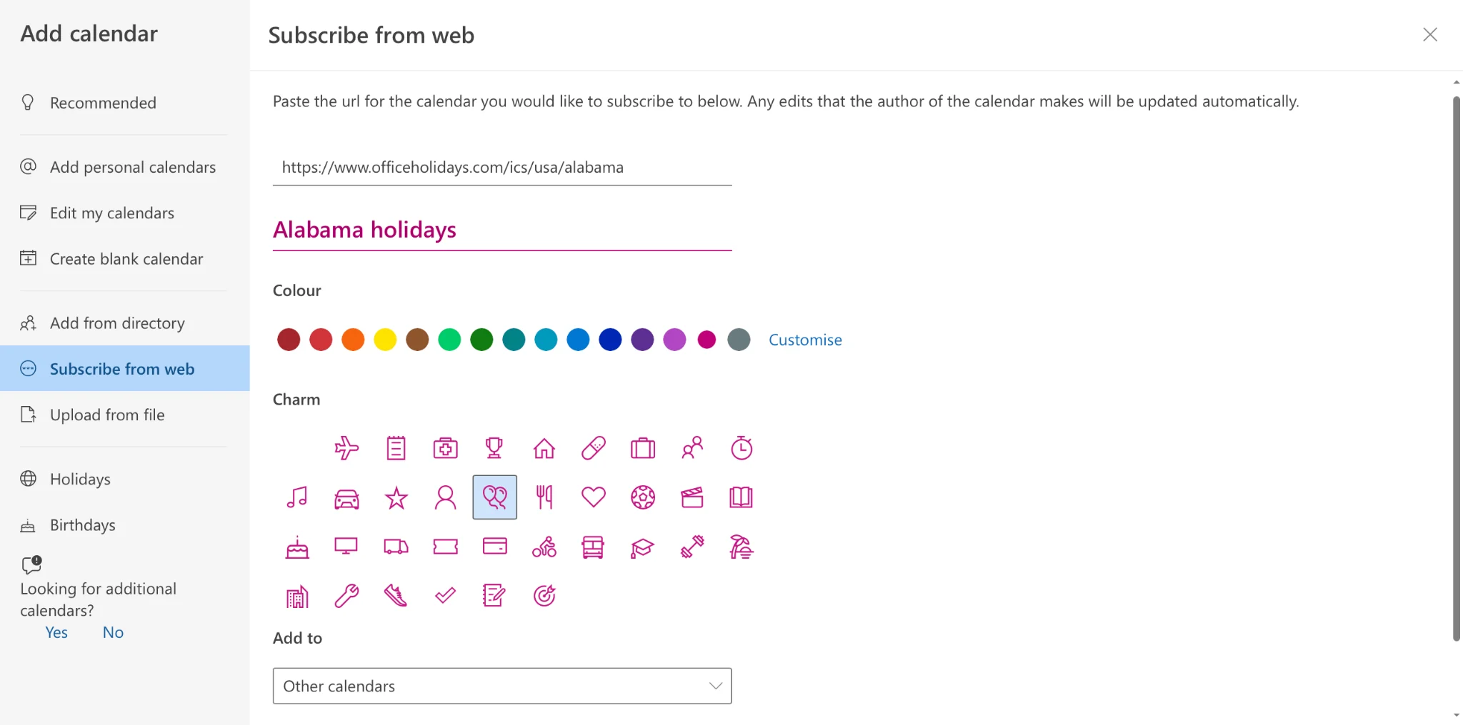 Subscribing to a calendar from web in OWA