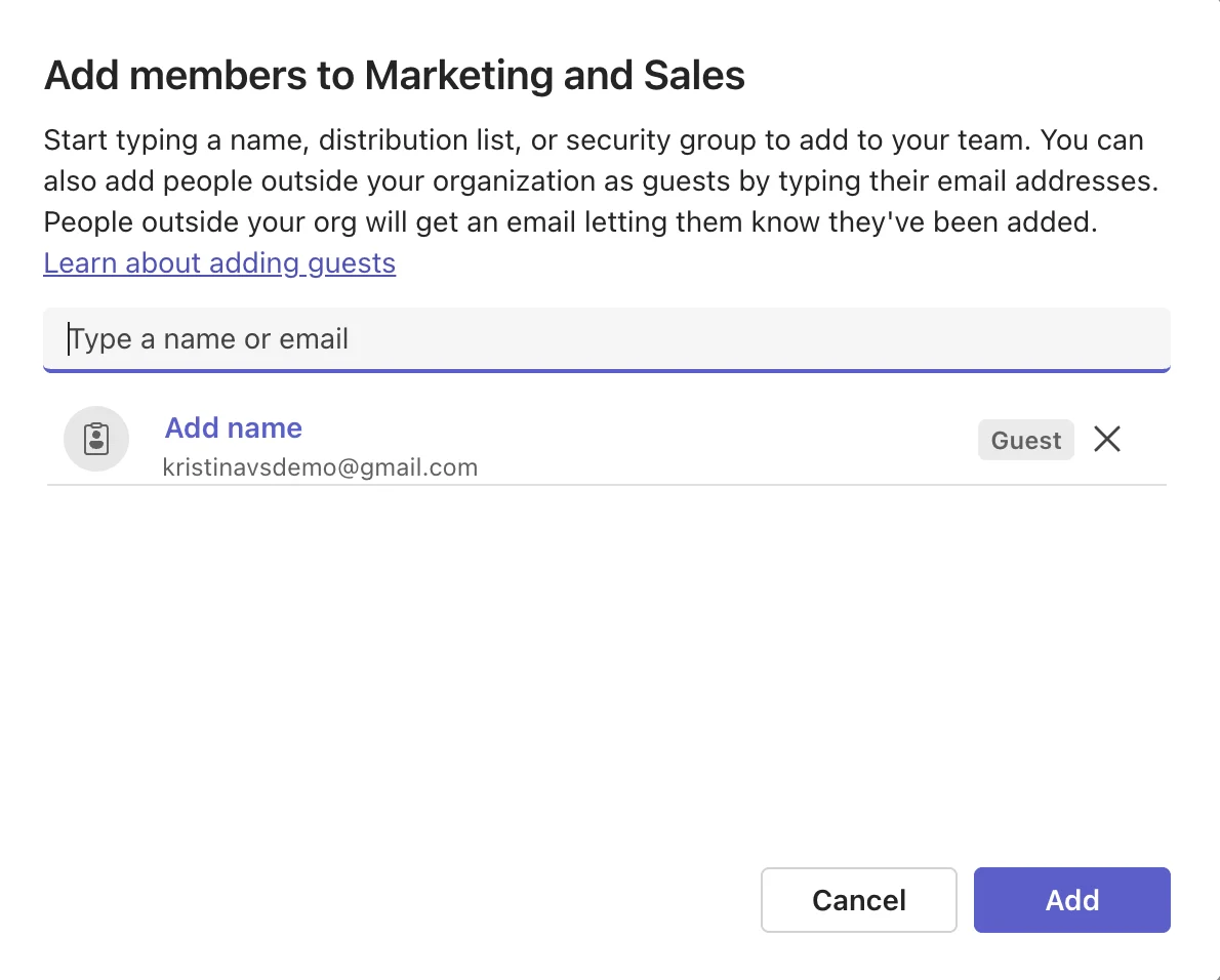 Inviting a guest using their email address